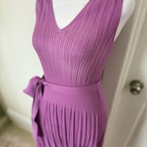 Ann Taylor Mauve Midi Dress with Waist Tie